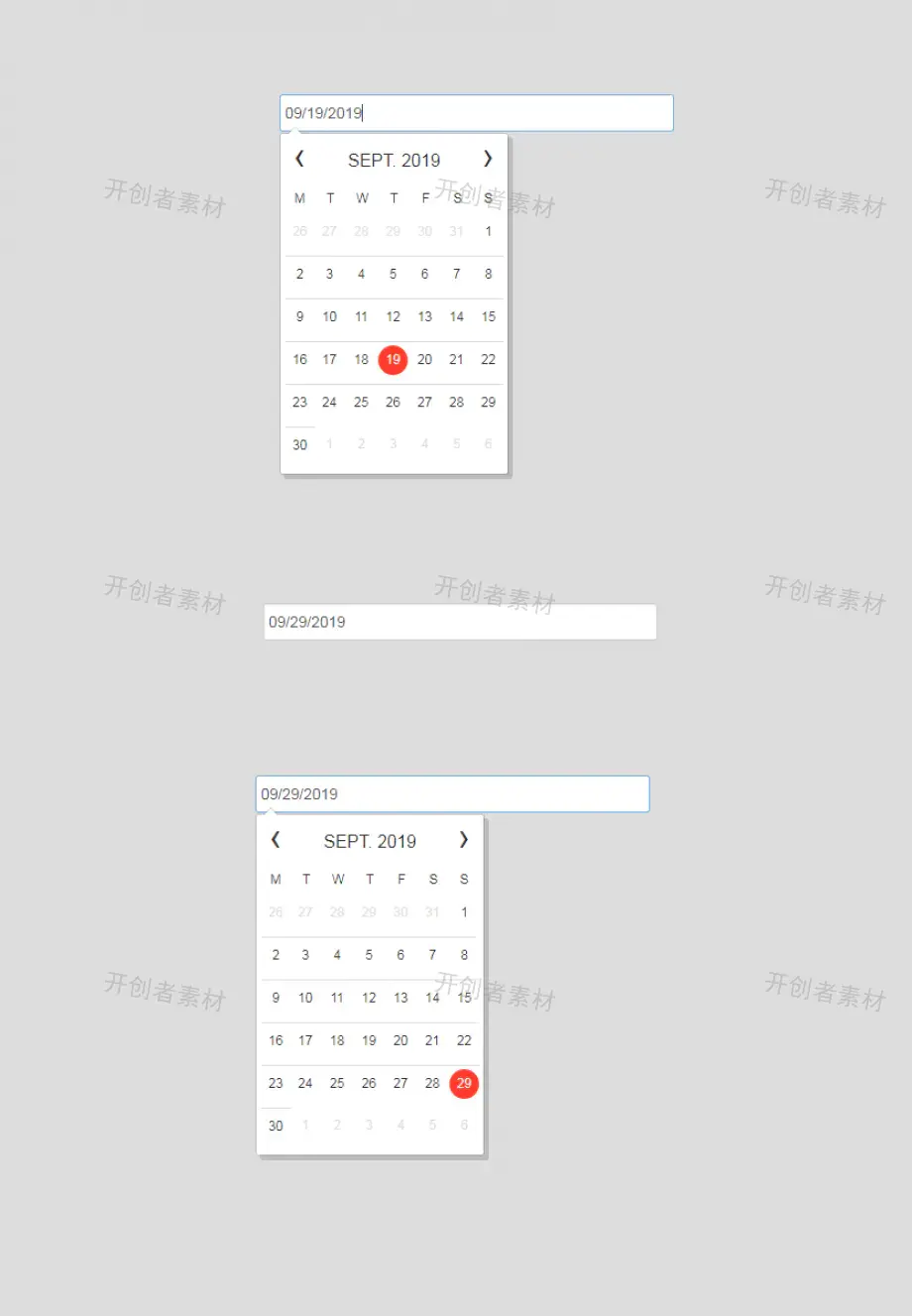 HTML5浅色网页日期选择插件模板